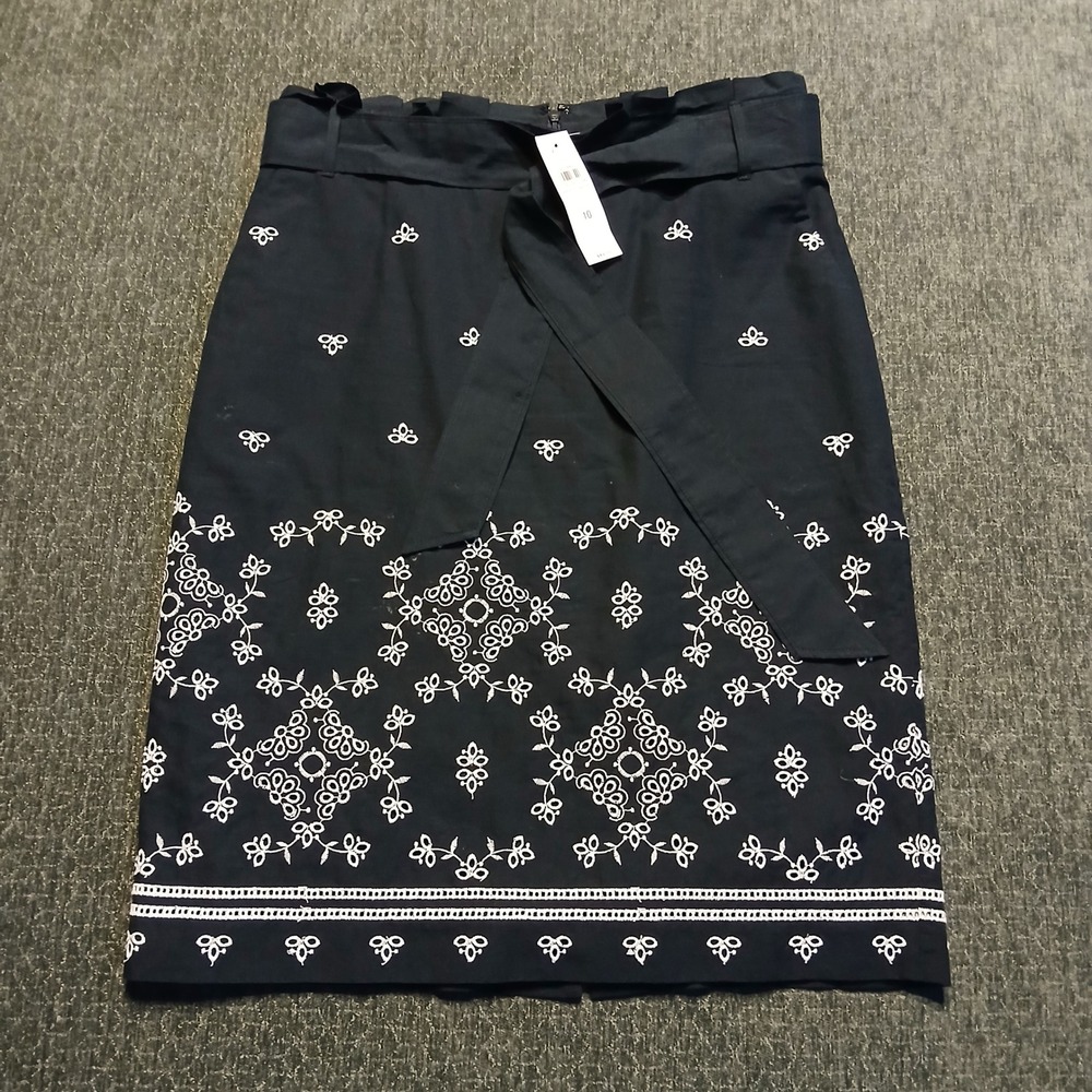Ann Taylor Navy Blue Paperbag Waist Pencil Skirt Belted Sz 10 NWT $89!!